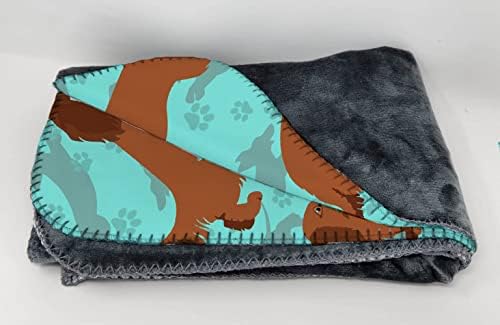 Caroline's Treasures MLM1012TBLT Longhaired Red Dachshund Soft Travel Blanket with Bag Airplane Blanket, Indoor Outdoor Camping Blanket for Traveling, Picnics, Beach Trips, Concerts