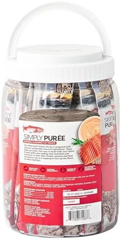 Wild Eats Simply Puree Salmon & Ancient Grains Cat Treats Tub, 48 Servings