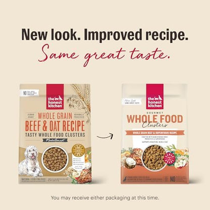The Honest Kitchen Whole Grain Beef, Oat & Superfoods Whole Food Clusters, Vet Crafted Human Grade Dry Dog Food, Healthy Nutrition for Skin, Coat, Digestion & Healthy Weight, 5 lb Bag