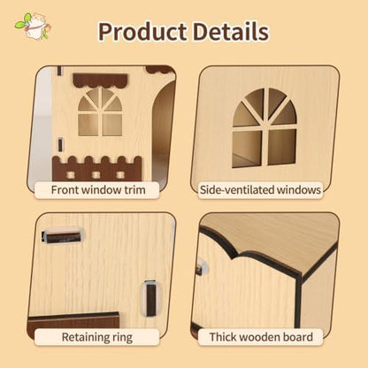 Wooden Guinea Pig Hideout Bunny House Rabbit Bed – Small Animal Habitat
