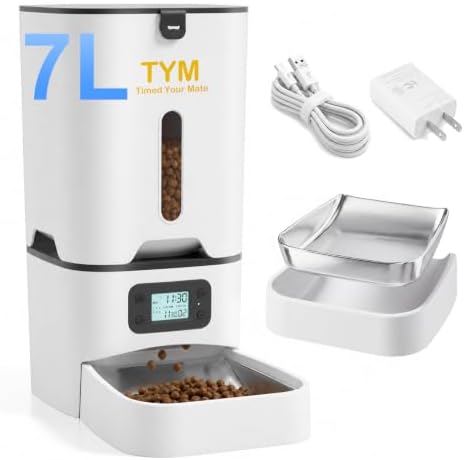 TYM Automatic Cat Feeder, 7L Large-Capacity Cat Food Dispenser with Timer
