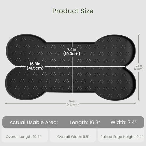 PWTAA Dog Food Mat Anti-Slip Silicone Dog Bowl Mat Thicker Pet Placemat Waterproof Cat Feeder Pad with Raised Edge Puppy Kitten Feeding Mats Suitable Small Medium-Sized Dogs Cats Eating Tray