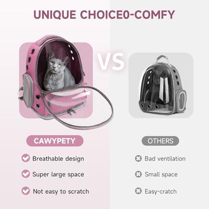 Cawypety Cat Backpack Carrier Large Space Bubble Backpack up to 12lbs Pink