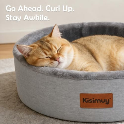 Calming Round Cat & Dog Bed for Kittens, Soft Memory Foam Cat Bed