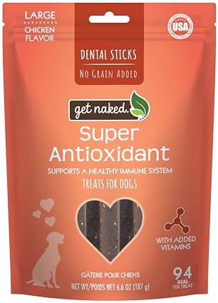 Get Naked Grain Free 1 Pouch 6.6 Oz Super Antioxidant Dental Chew Sticks, Large