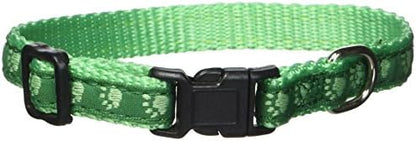 Casual Canine TwoTone Pawprint Dog Collar, 6-10-Inch, Green