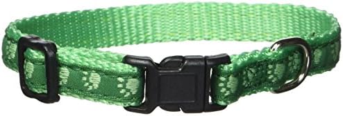 Casual Canine TwoTone Pawprint Dog Collar, 6-10-Inch, Green