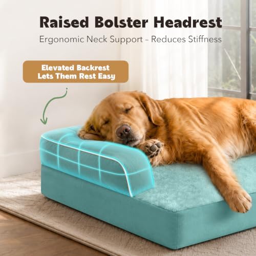 MEKIY Orthopedic Waterproof Jumbo Dog Bed with Bolster for Extra Large Dogs