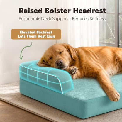 MEKIY Orthopedic Waterproof Jumbo Dog Bed with Bolster for Extra Large Dogs