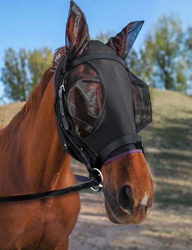 Horse Fly Mask with Ears, Fly Mask for Horses, Breathable Mesh