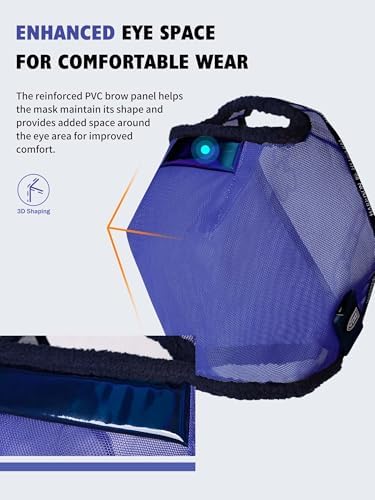 Harrison Howard Reinforced Horse Fly Mask with Mirror PVC Brow Support, Enhanced Eye Space, UV Protection Deep Navy S