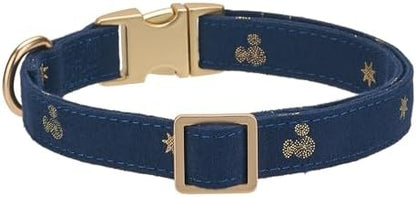 Cotton Fibric Dog Collar with High Grade Metal Buckle, for Small Dogs(Dark Blue,Small:10-15")