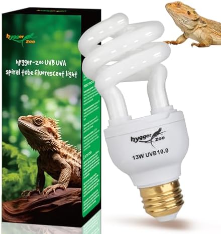 UVB Bulb for Reptiles, 10.0 13W UVB Light for Reptiles, Hygger zoo UVA UVB Reptile Light Bulb Reptile UVB Bulb UVB Light for Bearded Dragon Turtle Lizard Reptile Lamp Terrarium Lamp for Desert Reptile