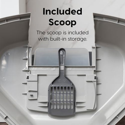 IRIS USA Large Corner Cat Litter Box, Space Saver, Dark Gray