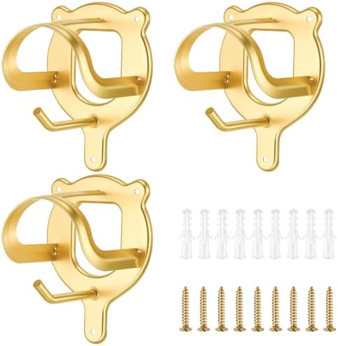 Dunzy 3 Pcs Horse Bridle Rack Bracket Bridle Hooks Tack Storage Halter Hanger Metal Holder with Tubes and Screw for Horse Barn Supplies (Gold)