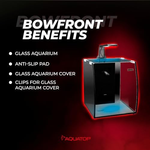 Aquatop Vertical Bowfront Glass Aquarium, 5-Gallon – All-in-One Tank with Filter and LED Light, High Clarity Glass for Freshwater & Saltwater