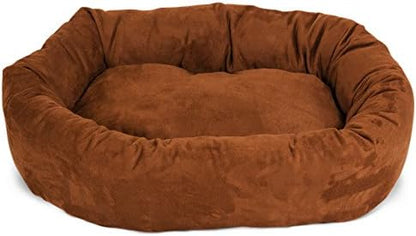 Majestic Pet 40 Inch Suede Calming Dog Bed Washable 40x29x9 (Inch) – Cozy Soft Round Donut Dog Bed with Spine Support for Dogs to Rest Their Head - Pet Bed Large – Rust