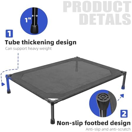 Simple Trending Elevated Dog Bed for Large Dogs, Waterproof Raised Dog Cot with Washable Mesh, Cooling Breathable Pet Bed for Outdoor, 42" x 31", Black (Pack of 2)