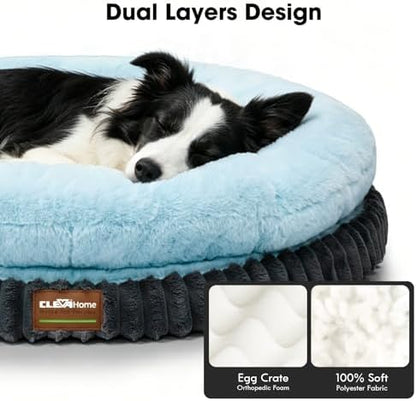ClevaHome Orthopedic Dog Bed for Medium Dogs, 30in Ice Blue