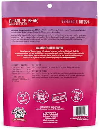 Charlee Bear Bearnola Bites Crunchy Dog Treats, Cranberry Cobbler, 8 oz