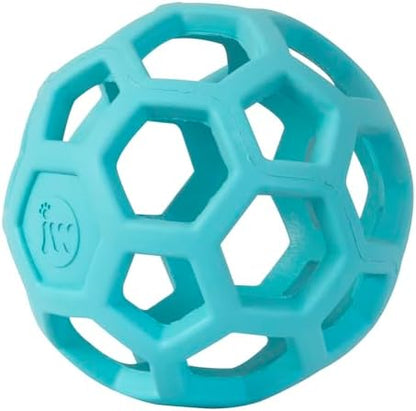 JW Pet HOL-ee Roller Dog Puzzle Ball, Medium 4.5in, Natural Rubber, Blue
