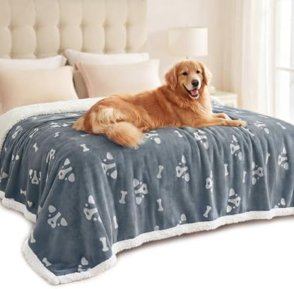 Luciphia Waterproof Dog Blanket Reversible Sherpa Fleece for Large Dogs Cat