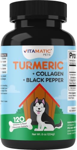 Vitamatic Pets Turmeric + Collagen Tablets for Dogs, 120 Chewables