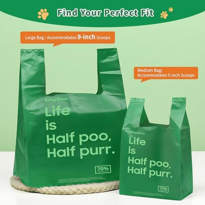 270 Count Cat Poop Bags with Handles, Disposable Litter Bags for Pet Poop, Extra-Thick Kitty Waste Bags Easy Tie Leak-Proof Strengthen Unscented (Made of 70% Recycled Plastic)