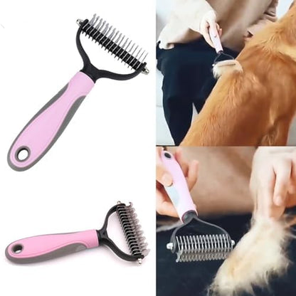 7 PCS Dog Brush Dog Grooming Kits,Dog Shedding Brush，Self-Cleaning Brush with Nail Clipper, Flea Comb and Shampoo Bath Brush