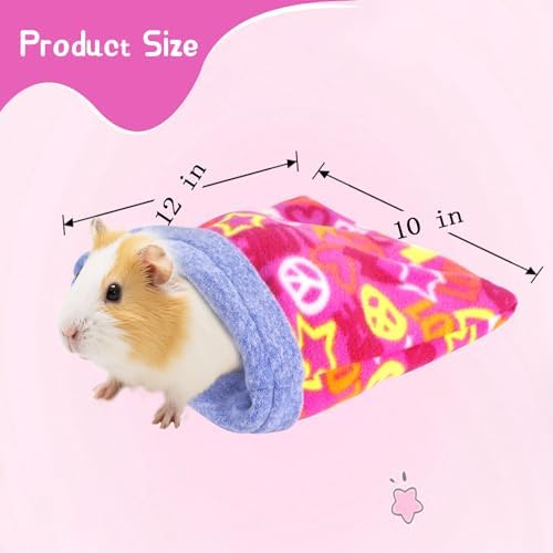 NAPLORD Small Pet Fleece Set,Guinea Pig Snuggle Sack, Tunnel,Fleece Forest Hideout,Square and Round Potty Pads for Guinea Pigs and More