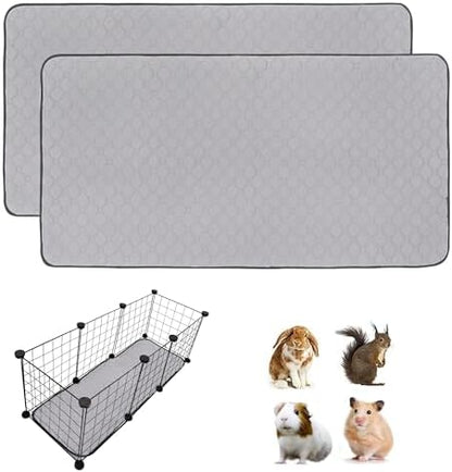 2 Pack Guinea Pig Cage Liners, 14'' X 42'' Washable Guinea Pig Pee Pads, Non Slip Reusable Super Absorbent Guinea Pig Training Mat Bedding Fleece for Small Animals Hamster Rabbit Chinchilla Rat