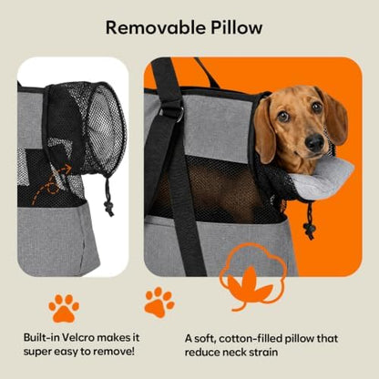 Ownpets XL Cat Dog Purse Carrier, Grey Breathable Mesh, Fits 20lbs