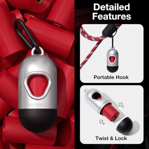 VETRESKA Dog Poop Bag Dispenser with Champagne Scented Poop Bags, 105 Bags
