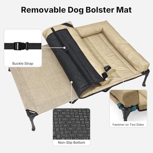 Veehoo Outdoor Elevated Dog Bed with Waterproof Bolster Cushion, Cooling