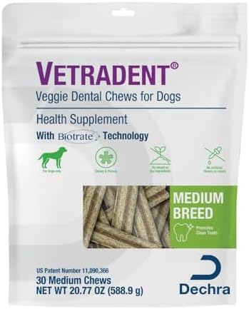 Vetradent® Veggie Dental Chews for Dogs - Medium, 30 Chews