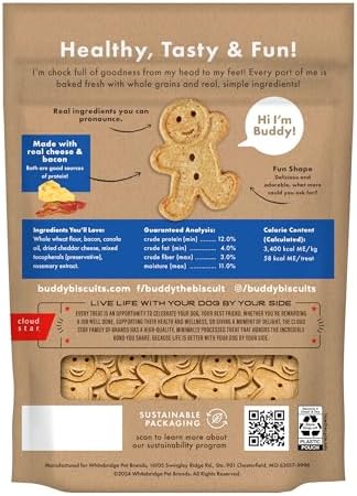 Buddy Biscuits Crunchy Dog Treats, Bacon & Cheese 3.5 lbs. Bag (Pack of 2)