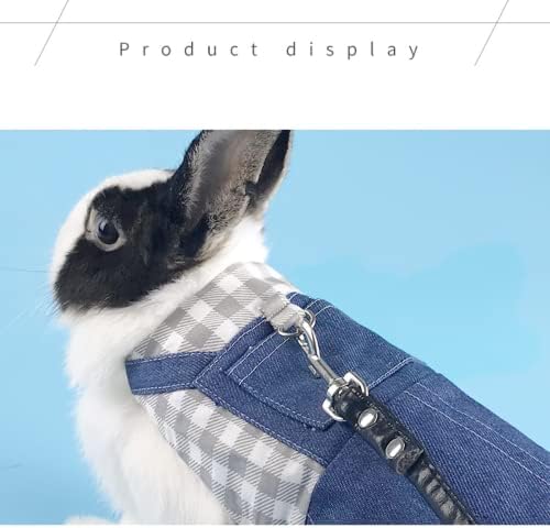 Rabbit Harness and Leash for Walking Escape Proof - Cute Mesh Breathable Bunny Vest Harness Outdoor Camping Hiking Training - Also Suit for Ferret Kittn Puppy Small Animals (Medium)
