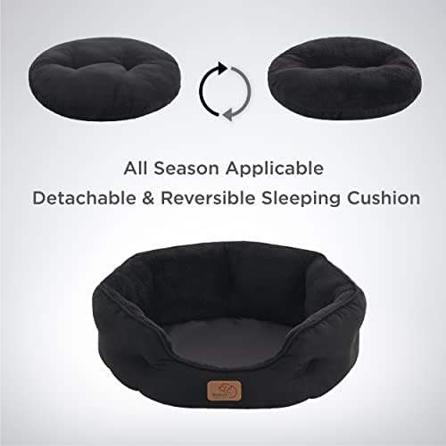 Bedsure Small Dog Bed Washable,Round Cat Beds for Indoor Cats,25in Black