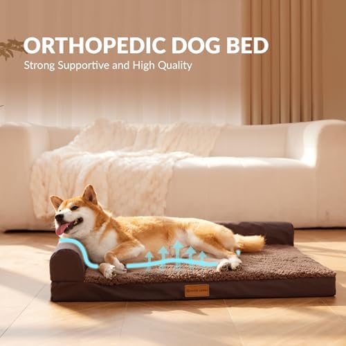Patas Lague Orthopedic Large Dog Bed Washable Pet Sofa Bed 42''X28''Brown