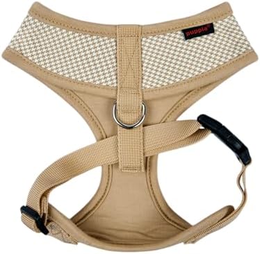 Puppia Amatus Dog Harness A (Over-The-Head) Fashionable Houndstooth Pattern Spring Summer Harness for Small and Medium Dogs, Beige, X-Large