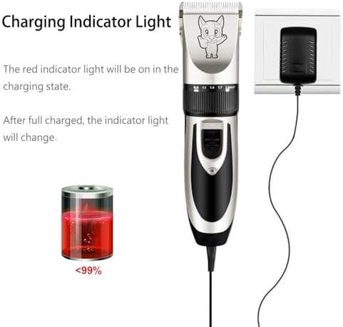 Highdas Dog Clippers for Grooming Low Noise, Cordless Electric Dog Grooming Kit Clippers Rechargeable, Quiet Dog Shaver, Pet Hair Trimmer Kit for Dogs & Cats (Silver)