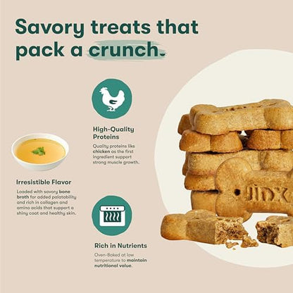 Jinx Dog Biscuits, Oven-Baked Dog Treats with Chicken Bone Broth, 16oz