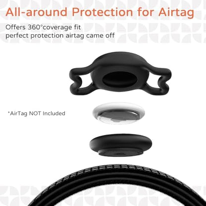 Waterproof AirTag Dog Collar with QR Code Dog Tag, Black02 L