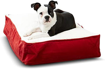South Pine Porch Buddy Reversible Rectangle Pillow Style Microfiber and Sherpa Dog Bed with Removable, Machine-Washable Cover, Crimson Sherpa, Extra Small (24 in. x 18 in.)