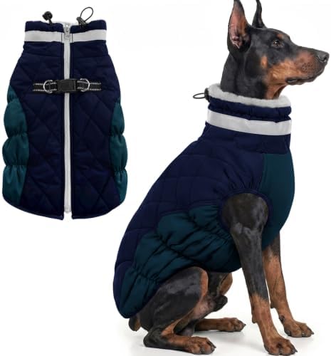 AOFITEE Dog Jacket for Large Dogs Warm Dog Winter Coats with Harness