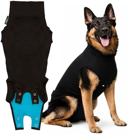 Suitical Recovery Suit for Dogs - XL Black - Dog Surgery Recovery Suit with Clip-Up System, Breathable Fabric for Spay, Neuter, Skin Conditions, Incontinence, 29.1–32.3 in Neck-to-Tail
