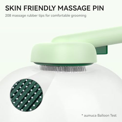 aumuca Cat Brush for Shedding, Cat Brushes for Indoor Cats, Horses Grooming Deshedding Brush for Dog Kitten Horse Massage Removes Loose Fur, Forest Green