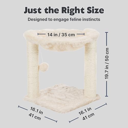 TRIXIE Baza 19.7-in Sisal Cat Tree with Plush Hammock and Toy, Cream