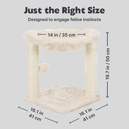 TRIXIE Baza 19.7-in Sisal Cat Tree with Plush Hammock and Toy, Cream