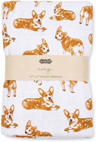 Mud Pie Baby Dog Breed Swaddle Blanket, Corgi, 47" x 47"